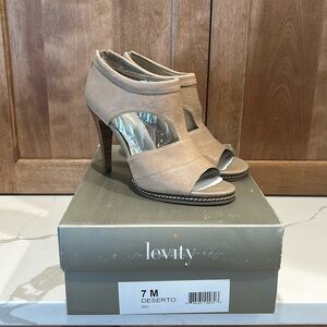 Levity heels in tan, size 7